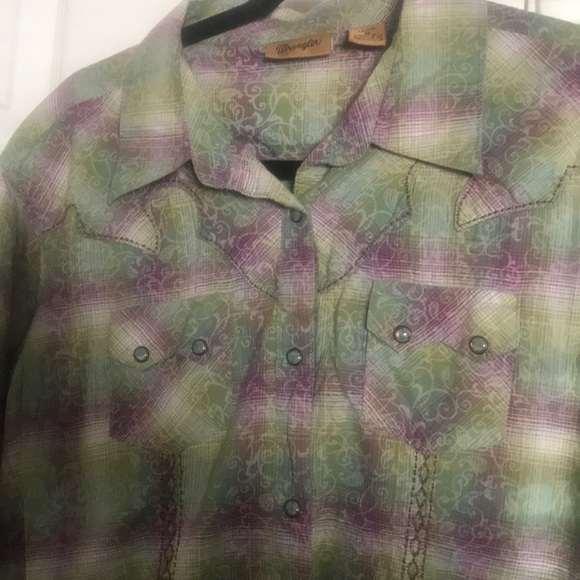 Plaid country style button up with embellishments - Picture 2 of 6